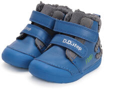 D. D. STEP Ghete îmblănite băieți, călcâi înalt, cu velcro, albastru/gri, 20/25 albastru (1420AC)