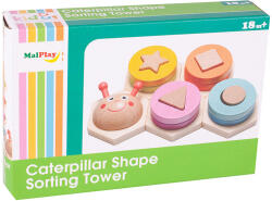 MalPlay Jucărie din lemn cu forme de sortat, Caterpillar, 18 luni+ (133C04)