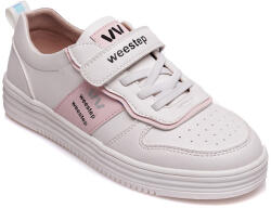 WEESTEP Pantofi sport, fete, cu velcro si sireturi, piele ecologica, alb/roz, 32/37 alb (1341F0)