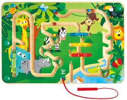 Hape Labirint din lemn cu bile si ghidaj magnetic, Animale din jungla, 2 ani+ (1357AF)