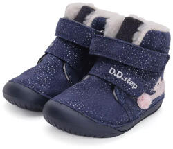 D. D. STEP Barefoot Velcro toc înalt căptușit pantofi fată albastru mica / roz (1421D3)