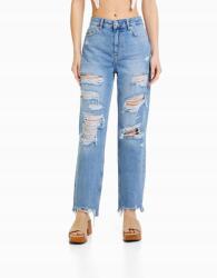 Bershka Kék Farmernadrág, szaggatott, Size 34, 100% pamut, közepes derék (542280)