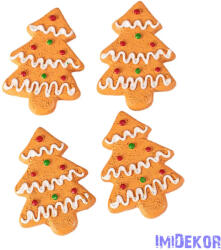  Mézeskalács dísz szett, polirezin, 4 x 3cm, kreatív felhasználásra - fenyőfa
