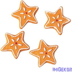  Mézeskalács dísz szett, polirezin, 4 x 3cm, kreatív felhasználásra - csillag