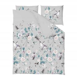 ZARATEX Pamut ágyneműhuzat garnitúra 220x200 Safo szürke kék virágos madaras Gold Zaratex