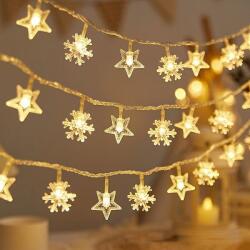  Instalatie Craciun LED Snowflake and Star, 6m, 40 luminite, 3xAA, Alb (5906849663053)