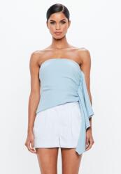  Peace Love Kék Rugalmas, Fodros Pánt Nélküli Top (40) (110781)