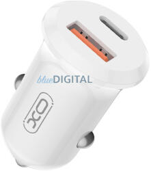 XO autós töltő CC69 PD 30W QC 1x USB 1x USB-C fehér - bluedigital