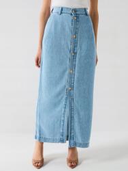 7 For All Mankind Kék Farmer Szoknya, Size 32, 100% lyocell, gombok, midi (596200)