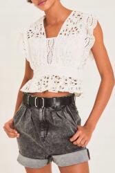 Ba&sh Krémszínű hímzett top, Size S, 100% pamut (380178)