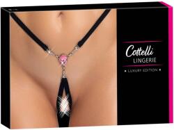 Cottelli Collection - nyitott string tanga csillogó kővel - fekete (S-L) (23229001101) - sexshopcenter