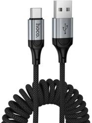hoco. X121 adatkábel (Type-C - Type-C, 27W, PD gyorstöltő, 150cm, cipőfűző, spirálkábel) FEKETE (X121_USB_TYPEC)