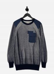 GUESS Csíkos Pulóver Zsebbel, Size M, sötétkék, 100% pamut (388935)