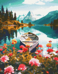 Oh Art! Set goblen cu diamante , cu sasiu, Lac inflorit, 40x50 cm (GJ6273)