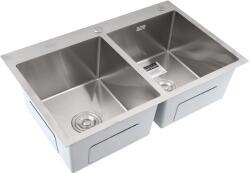 Böhm Chiuvetă de bucătărie dublă din inox alimentar BH7849DS BÖHM Satin 780x490x215 mm (16982) Chiuveta