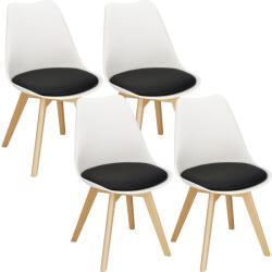 Brius Set 4 scaune dining design scandinav perna piele ecologica, 44x82 cm, maxim 125 kg, alb negru (4xDC-0018)