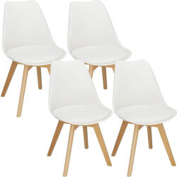 Brius Set 4 scaune dining Verdhe pentru bucatarie cu perna tapitata cu piele ecologica, 44x82cm, alb (4xDC-0016)