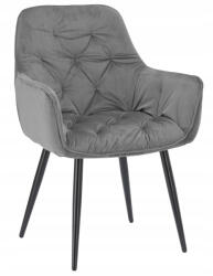 Brius Fotoliu catifea tapitat spatar inalt cusaturi decorative, 55x60x89 cm, picioare metal, gri (FAT-2975)