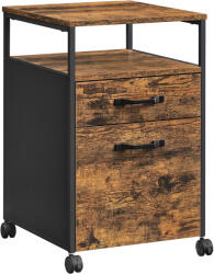 Brius Dulap mobil tip rollbox pentru birouri, cu 2 sertare, stil industrial, 44x42x67cm, maro rustic (EZ-OFC71X)
