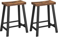 Brius Set 2 scaune bar sezut curbat cadru metalic industrial, 46x33x60 cm, maro rustic (EZ-LBC074B01)