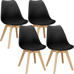Brius Set 4 scaune dining design scandinav perna piele ecologica, 44x82 cm, maxim 125 kg, negru (4xDC-0015)