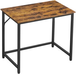 Brius Birou PC compact, stil industrial, PAL si cadru metalic, 80x50x76 cm, maro rustic (EZ-LWD038B01)