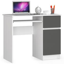 Brius Birou computer pal sertar dulap raft tastatura dreapta, 90x50x77 cm, design modern, alb si gri (AK-52852839)