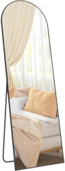 Brius Oglinda podea rama aluminiu sticla securizata curbata, 160x50 cm, design modern, negru (EZ-LFM031B01)