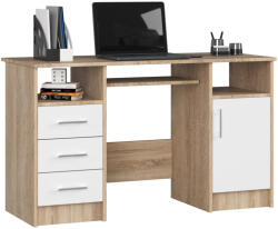 Brius Birou pal 3 sertare usa depozitare generoasa, 124x52x74 cm, design modern, stejar sonoma alb (AK-38160668-2/2)
