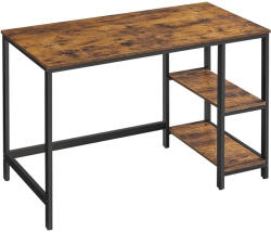Brius Birou cu 2 rafturi pe stanga sau dreapta, cadru din otel, 60x120x75cm, industrial, maro rustic si negru (EZ-LWD47X)