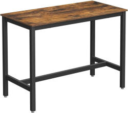 Brius Masa de bar pentru bucatarie, dreptunghiulara, inalta, cadru de otel, 60x120x90cm, stil industrial, maro rustic si negru (EZ-LBT91X)