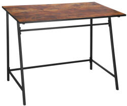 Brius Birou tip masa laterala cadru otel stil industrial, 50x100x76 cm, design compact, maro (HF-0027)