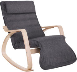 Brius Scaun balansoar lemn suport picioare reglabil maxim 150 kg, 67x115x91 cm, confort, gri inchis (EZ-LYY42GYZ)