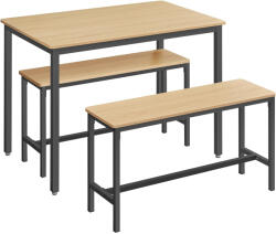 Brius Masa bar 2 banci cadru metalic design industrial pal, 110x70x75 cm, design natural, stejar natur (EZ-KDT070B09)