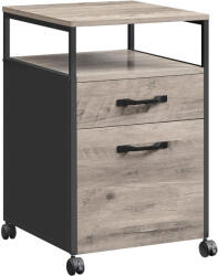 Brius Dulap mobil 2 sertare roti frana compartiment deschis pal otel, 42x44x69 cm, compact, gri negru (EZ-OFC077B02)