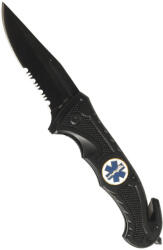Mil-Tec® (Sturm Handels) Cuțit pliabil RESCUE Mil-Tec® cu lamă combinată - negru (Culoare: Negru)