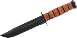 KA-BAR Cuțit cu lamă fixă USMC The Legend KA-BAR®, lamă combinată (Culoare: Maro, Variantă: Lamă neagră)