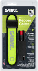 SABRE® (Security Equipment Corporation) Set pentru alergători 2 în 1 Sabre Red® - spray de apărare + bandă LED pentru braț (Culoare: Galbenă)
