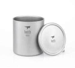 Keith Titanium® Cana termică din titan cu capac Keith® 600 ml (Culoare: Argintiu)