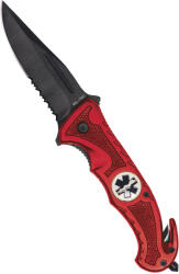 Mil-Tec® (Sturm Handels) Cuțit pliabil RESCUE Mil-Tec® cu lamă combinată - negru (Culoare: Roșu)