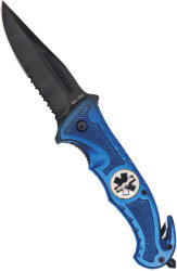 Mil-Tec® (Sturm Handels) Cuțit pliabil RESCUE Mil-Tec® cu lamă combinată - negru (Culoare: Albastru)