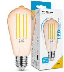 Modee LED lámpa , égő , izzószálas hatás , filament , Edison , E27 foglalat , ST64 , 4 Watt , dimmelhető , meleg fehér , 1800K , borostyán sárga , Modee (ML-ST64FA1800K4WE27D)