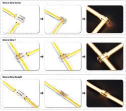 LEDISSIMO Gyorscsatlakozó , 8 mm-es DOTLESS COB LED szalaghoz , 9in1 , IP20/IP65 , MULTI SNAP (422358)