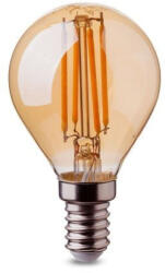 V-TAC LED lámpa , égő , izzószálas hatás , filament , kisgömb , E14 foglalat , 4 Watt , meleg fehér , borostyán sárga (214499)