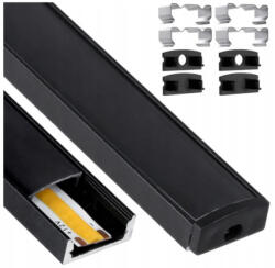  Berge Felületre Szerelhető Aluprofil Fekete Fedéllel 2 Méteres Szál Fekete Színben (6289)