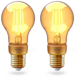 Innr LED lámpa , égő , INNR , izzószálas hatás , filament , 2 x E27 , 2 x 4.2 Watt , borostyán sárga , meleg fehér , dimmelhető , Philips Hue kompatibilis (RF 263-2)