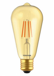 Toshiba LED lámpa , égő , izzószálás hatás , filament , E27 foglalat , ST64 , 4.5 Watt , meleg fehér , borostyán sárga , TOSHIBA , 5 év garancia (DELS-STA44P567AF11)