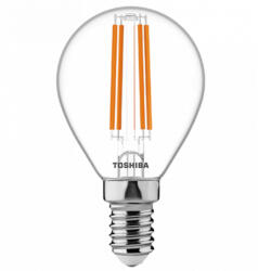 Toshiba LED lámpa , égő , izzószálás hatás , filament , E14 foglalat , 4.5 Watt , dimmelhető , meleg fehér , TOSHIBA , 5 év garancia (DELS-FGW44P514DF11)