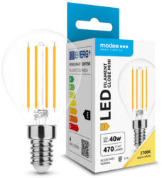 Modee LED lámpa , égő , izzószálas hatás , filament , E14 foglalat , G45 , 4 Watt , meleg fehér , Modee (ML-G45F2700K4WE14)