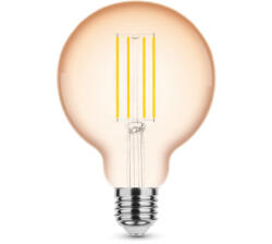 Modee LED lámpa , égő , izzószálas hatás , filament , E27 foglalat , G95 , Edison , 4 Watt , meleg fehér , 1800K , borostyán sárga , Modee, (ML-G95FA1800K4WE27)